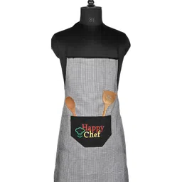 Aura White & Black Checked Waterproof Apron With Front Pocket-image-26