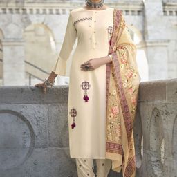 DIVASTRI Women Floral Embroidered Regular Thread Work Kurta with Trousers & With Dupatta-picture-31