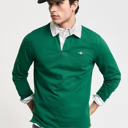 GANT Men Solid Polo Collar Cotton T-shirt-image-6