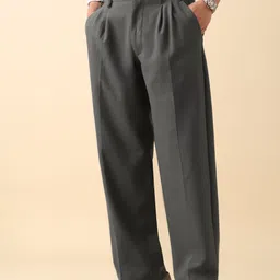 The Souled Store Men Straight Fit Mid-Rise Pleated Korean Pants Trousers-picture-19