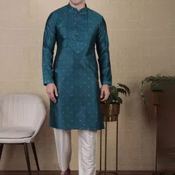 Koshin Men Floral Embroidered Kurta with Pyjama-picture-31