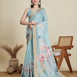 Mitera Floral Printed Zari Saree-picture-23