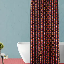 ArtzFolio Black & Orange Quirky Printed Waterproof Shower Curtain-image-82