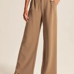 FNOCKS Women Comfort Loose Fit High-Rise Pleated Formal Trousers-picture-27