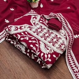 SHADOW & SAINING Embroidered Silk Georgette Unstitched Dress Material-picture-44