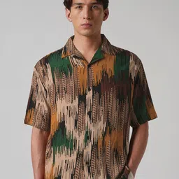 Banana Club Abstract Printed Cuban Collar Relaxed Fit Shirt-image-30