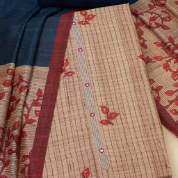 Soch Floral Printed Sequinned Tussar Unstitched Dress Material-image-68