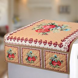 Dakshya Industries Beige & Red Printed Waterproof Refrigerator Covers-picture-4