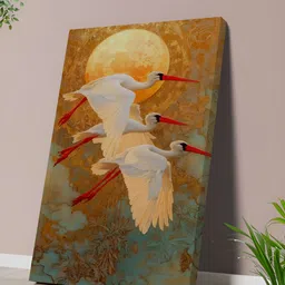 Aura White & Orange Birds Canvas Wall Art-image-14