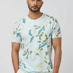 Mufti Men Abstract Printed Round Neck Cotton Slim Fit T-shirt-image-58