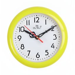 Horo Yellow & White Printed Contemporary Wall Clock-55