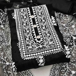 KALINI Embroidered Organza Unstitched Dress Material-image-27