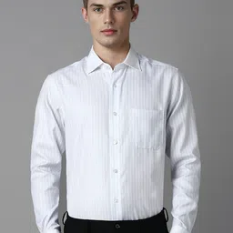 Louis Philippe Men Classic Spread Collar Vertical Striped Cotton Formal Shirt-picture-9