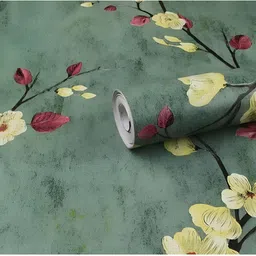 ANNA CREATIONS Green & Yellow Printed Self-Adhesive & Waterproof Wall Paper-22