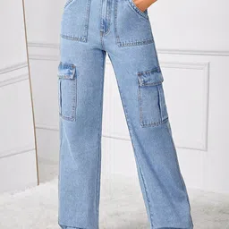 NU CLOTHS Women Jean Wide Leg High-Rise Heavy Fade Stretchable Jeans-picture-13