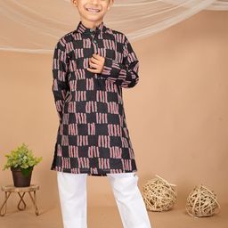 FabJunior Kids-Boys Black Kurta Sets-image-66