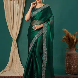 VILLAGIUS Embellished Beads and Stones Ready to Wear Mysore Silk Saree-42