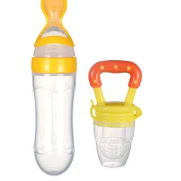 Joy Buzz Kids Set Of 2 Baby Squeezy Spoon Food Feeder & Fruit Feeder - Yellow-73