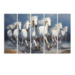 RANDOM Vinyl White & Blue 5 Piece Printed Canvas Wall Paintings-picture-45