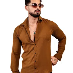 VORTEX Men Original Fit Textured Spread Collar Casual Shirt-picture-2
