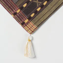 Eyaas Charcoal & Yellow Woven Design Pure Cotton Rectangular Table Runner image 4