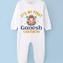 BLUSHES Infants Ganesh Chaturthi Printed Pure Cotton Round Neck Romper-image-54