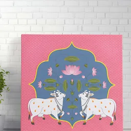 SAF Pink & Blue 1 Piece Canvas Birds and Animals Wall Paintings-image-5