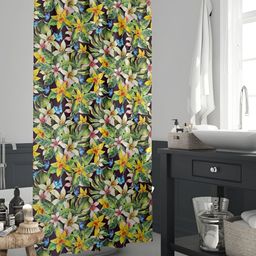 ArtzFolio Green & Yellow Floral Printed Waterproof Shower Curtain-image-81