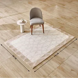 Home Centre Beige Geometric Polyester Carpet image 3