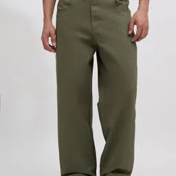 Espanshe Quinton Men Moss Green Supper Baggy Fit Cargo Pants-image-0