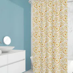 ArtzFolio Cream & Yellow Printed Waterproof Shower Curtain-image-57