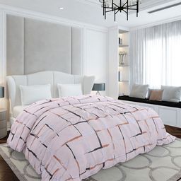 Monte Carlo Peach-Coloured & Brown Geometric Mild Winter 210 GSM Double Bed Duvet-image-8
