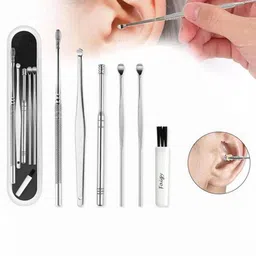 skrynnzer Set Of 6 Stainless Steel Effective Ear Wax Cleaner Kit & Storage Box image 1