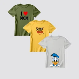 Boys Printed Cotton Blend Regular T Shirt (Multicolor, Pack of 3)-17