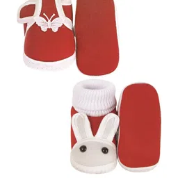NESKA MODA 3 To 12 Month Unisex Baby Set of 2 Pair Combo Soft Cotton Butterfly & Rabit Face Booties image 3