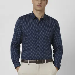 V Dot Men Spread Collar Floral Printed Cotton Formal Shirt-image-14