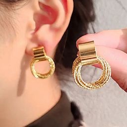 Estailo fashion Gold-Plated Circular Drop Earrings-15