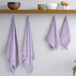 home expressions Lavender 4 Pieces Cotton 350 GSM Towel Sets-picture-22