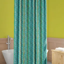 ArtzFolio Green and White Geometric Printed Waterproof Shower Curtain-image-91