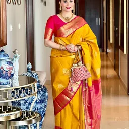 BerMondsey Woven Design Zari Silk Blend Banarasi Saree-37