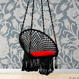 Swingzy Black & Red Hammock Hanging Swing With Cushion-5