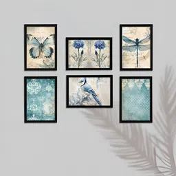 Art Street Blue & Beige 6 Pieces Synthetic Wood Birds and Animals Wall Art-25