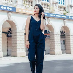 Chandbaali V-Neck Cotton Basic Jumpsuit-image-33