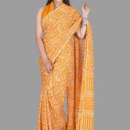 Huuhambay Ethnic Motifs Voile Block Print Saree-picture-11