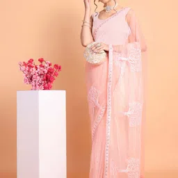 KALINI Pink Embroidered Poly Georgette Saree-picture-37