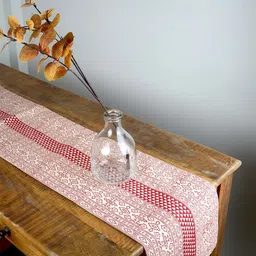 Myntra Elegant Homes White & Red Printed Pure Cotton TableRunner-17