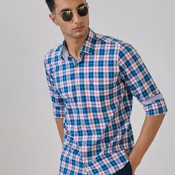 Raymond Men Tartan Checked Pure Cotton Casual Shirt-image-44