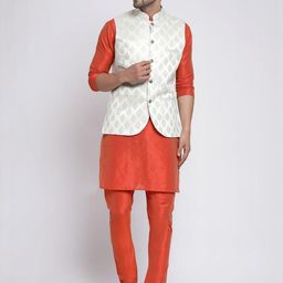 TS LIFESTYLE Men Solid Kurta with Churidar & Nehru Jacket-image-45