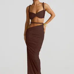 MIAKEE Shoulder Straps Top With Skirt-image-2