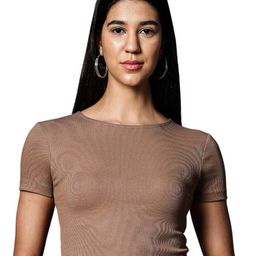 ONE SKY Women Solid Short Round Neck Sleeves Regular Crop Top-image-69